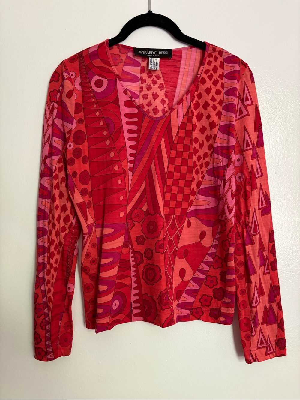 Vintage Italian silk wool blend long sleeve Pucci-style print top